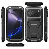 R-JUST iPhone 17 Pro Max -kuori metallinen iskunkestävä musta