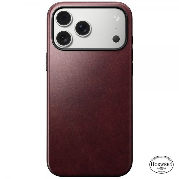 Nomad iPhone 17 Pro Max -suojakuori, Modern Leather Case, Horween Burgundy