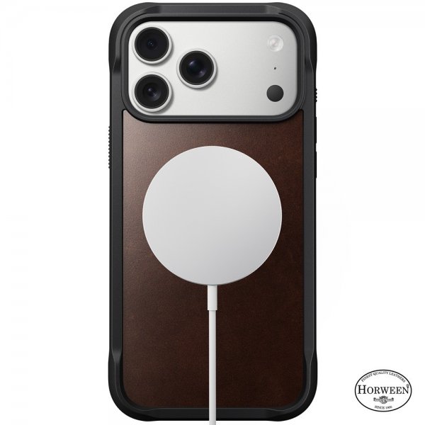 Nomad iPhone 17 Pro Max -suojakuori, Rugged Leather Case, Horween Rustic Brown
