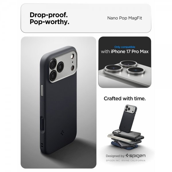 Spigen iPhone 17 Pro Max Kuori Nano Pop MagFit Black Sesame