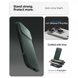Spigen iPhone 17 Pro Max -kuori Optik Armor MagFit Abyss Green