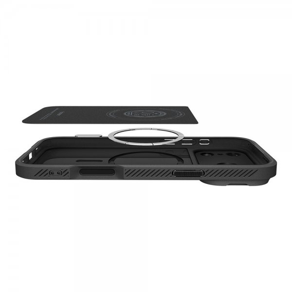 Spigen iPhone 17 Pro Max -kuori Optik Armor MagFit Musta