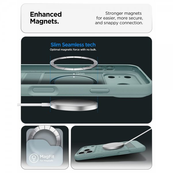 Spigen iPhone 17 Pro Max -kuori Parallax S MagFit Sage Green