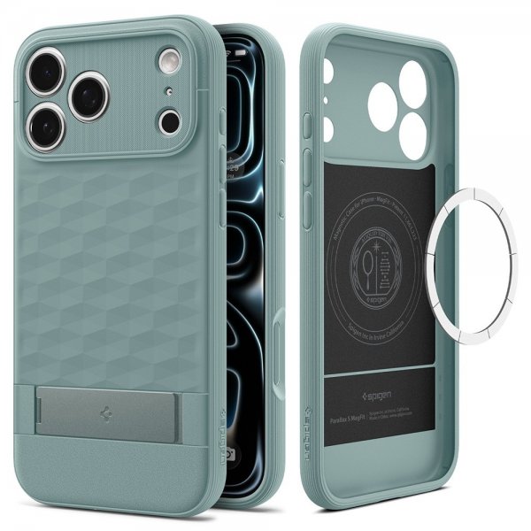 Spigen iPhone 17 Pro Max -kuori Parallax S MagFit Sage Green