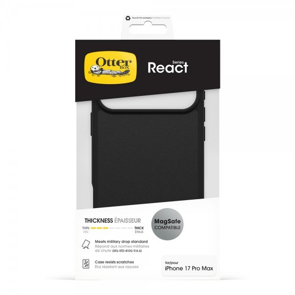Otterbox iPhone 17 Pro Max -kuori React MagSafe Musta