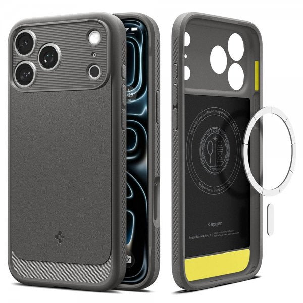 Spigen iPhone 17 Pro Max -kuori Rugged Armor MagFit Marble Gray
