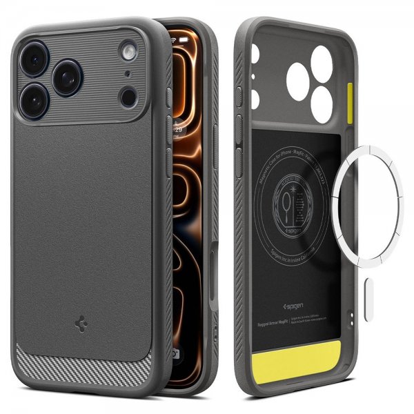 Spigen iPhone 17 Pro Max -kuori Rugged Armor MagFit Marble Gray