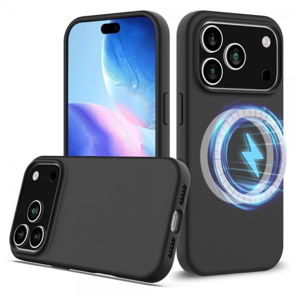 Nordic Covers iPhone 17 Pro Max -kuori silikonia, Feather Series, MagSafe, Raven Black