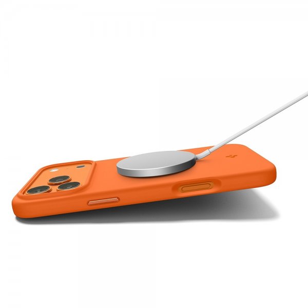 Spigen iPhone 17 Pro Max -kuori Silicone Fit MagFit Cosmic Orange