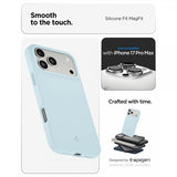 Spigen iPhone 17 Pro Max -kuori Silicone Fit MagFit Mute Blue