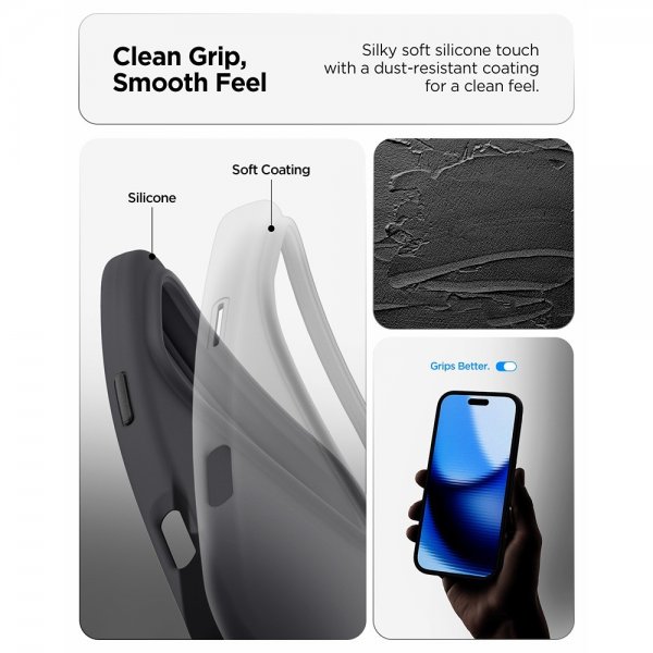 Spigen iPhone 17 Pro Max kuori Silicone Fit MagFit musta