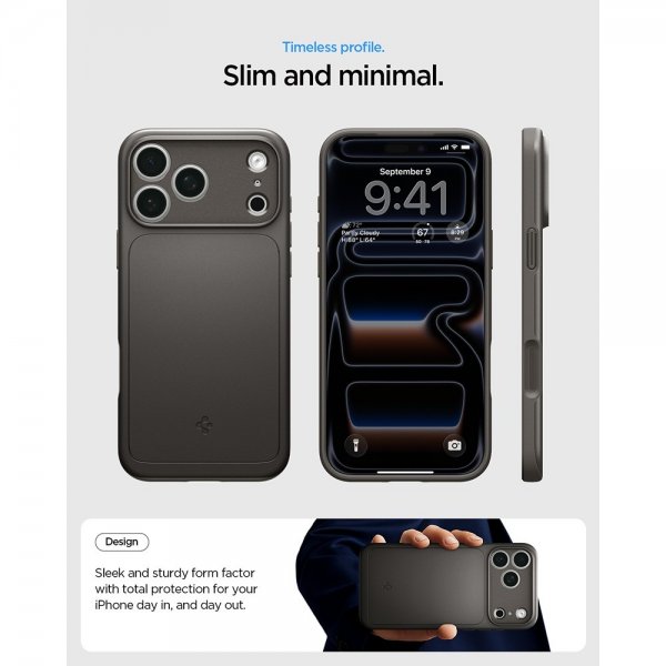 Spigen iPhone 17 Pro Max -kuori Thin Fit MagFit Gunmetal