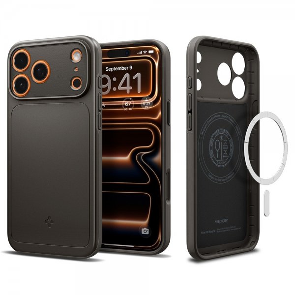 Spigen iPhone 17 Pro Max -kuori Thin Fit MagFit Gunmetal