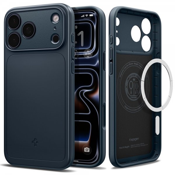 Spigen iPhone 17 Pro Max -kuori Thin Fit MagFit Metal Slate