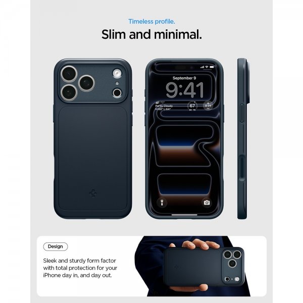 Spigen iPhone 17 Pro Max -kuori Thin Fit MagFit Metal Slate