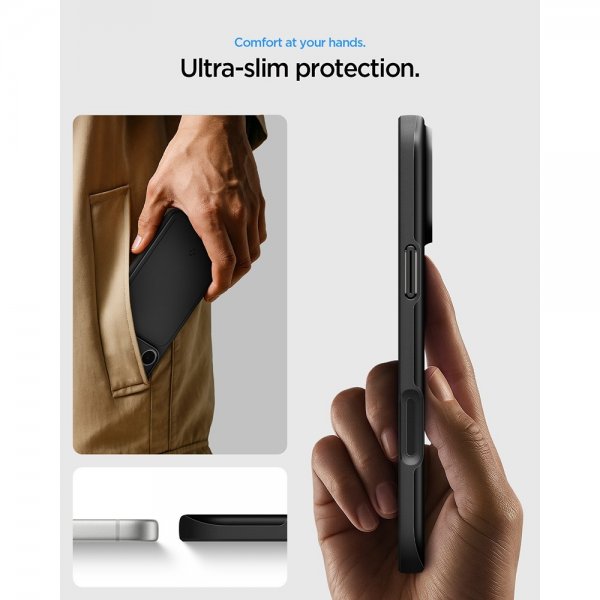 Spigen iPhone 17 Pro Max Kuori Thin Fit MagFit Musta