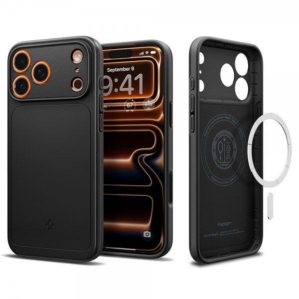 Spigen iPhone 17 Pro Max Kuori Thin Fit MagFit Musta