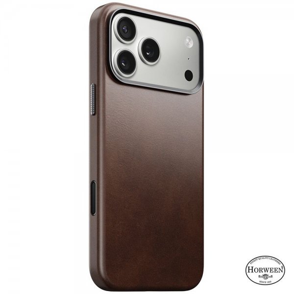 Nomad iPhone 17 Pro Max -kuori, perinteinen nahkakuori, Horween Rustic Brown