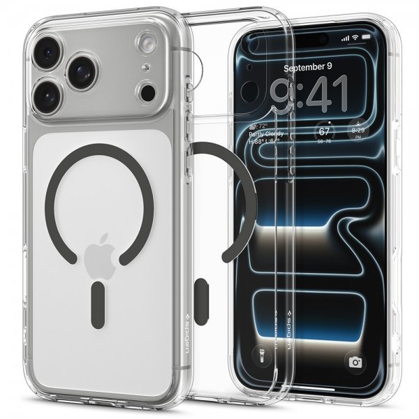 Spigen iPhone 17 Pro Max Ultra Hybrid MagFit -kuori läpinäkyvä grafiitti