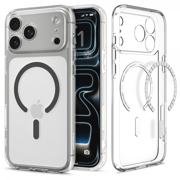 Spigen iPhone 17 Pro Max Ultra Hybrid MagFit -kuori läpinäkyvä grafiitti