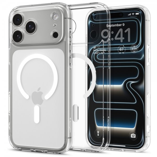 Spigen iPhone 17 Pro Max -suojakuori Ultra Hybrid MagFit Clear White