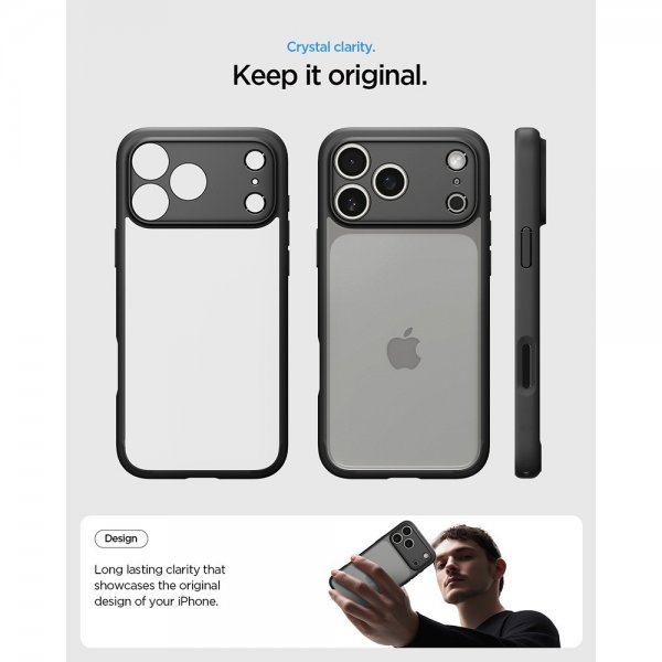 Spigen iPhone 17 Pro Max -suojakuori Ultra Hybrid Matte Black
