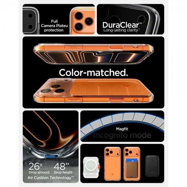 Spigen iPhone 17 Pro Max -kuori Ultra Hybrid T MagFit Glossy Orange