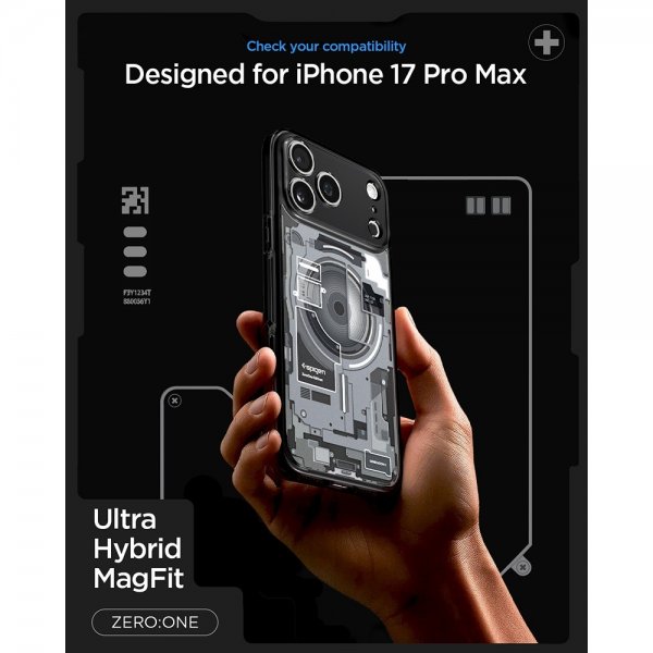 Spigen iPhone 17 Pro Max Ultra Hybrid Zero One MagFit -suojakuori, musta