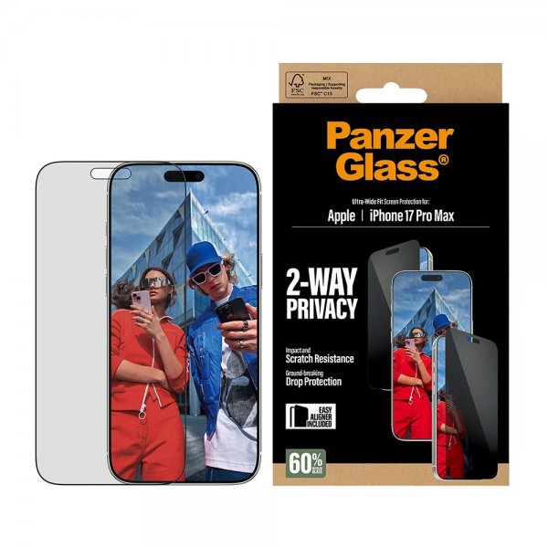 PanzerGlass iPhone 17 Pro Max Näytönsuoja Ultra-Wide Fit Privacy EasyAligner