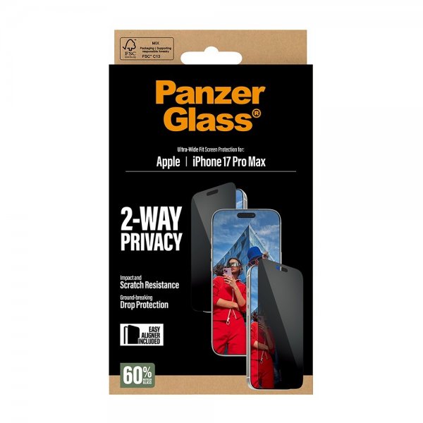 PanzerGlass iPhone 17 Pro Max Näytönsuoja Ultra-Wide Fit Privacy EasyAligner