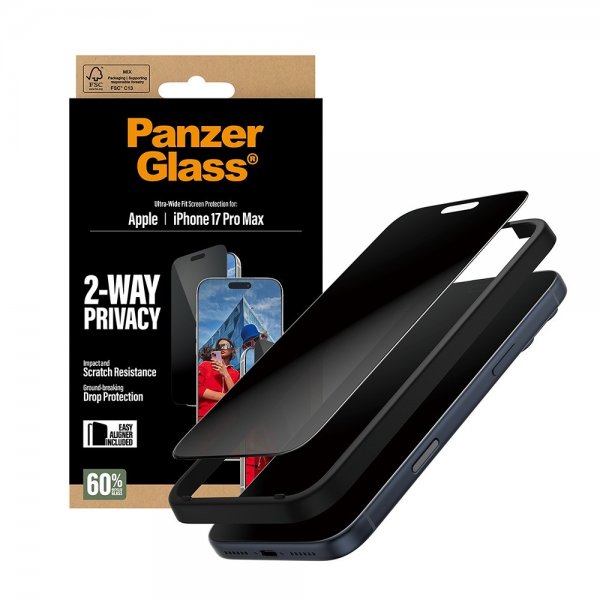 PanzerGlass iPhone 17 Pro Max Näytönsuoja Ultra-Wide Fit Privacy EasyAligner