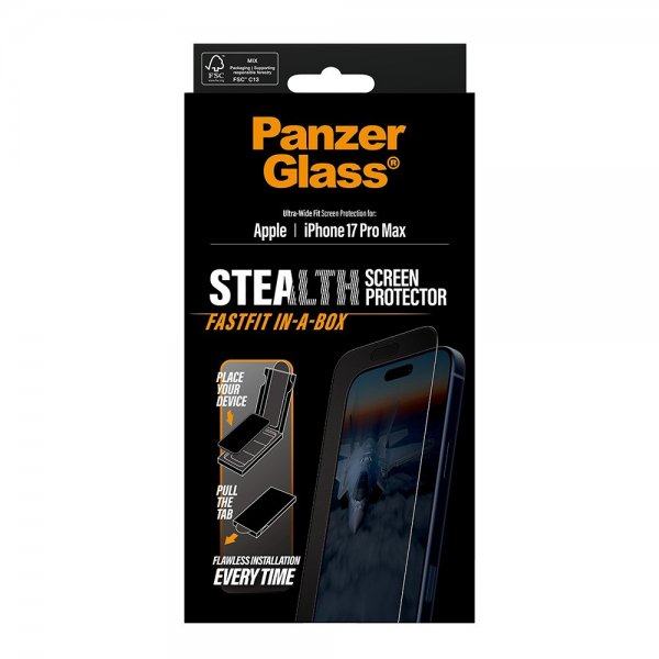 PanzerGlass iPhone 17 Pro Max Näytönsuoja Ultra-Wide Fit Stealth Fastfit