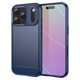 iPhone 17 Pro -suojakuori, harjattu hiilikuitukuviointi, sininen