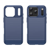 iPhone 17 Pro -suojakuori, harjattu hiilikuitukuviointi, sininen