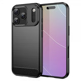 iPhone 17 Pro -kuori, harjattu hiilikuitukuvio, musta