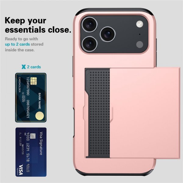 iPhone 17 Pro Kotelo Korttilokero Ruusukulta