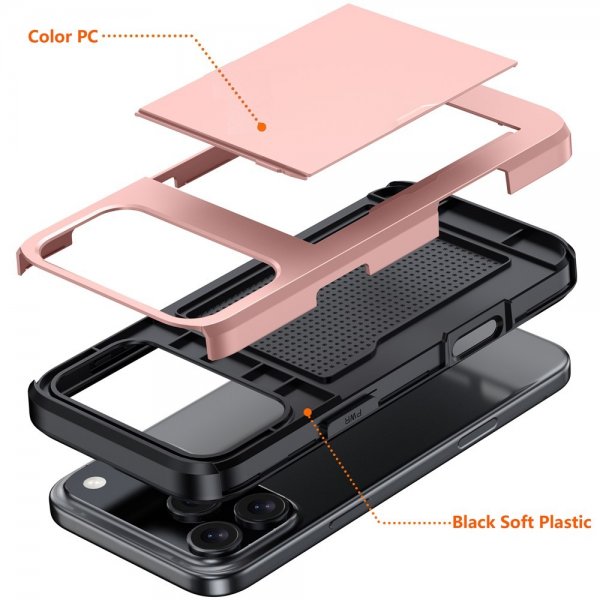 iPhone 17 Pro Kotelo Korttilokero Ruusukulta