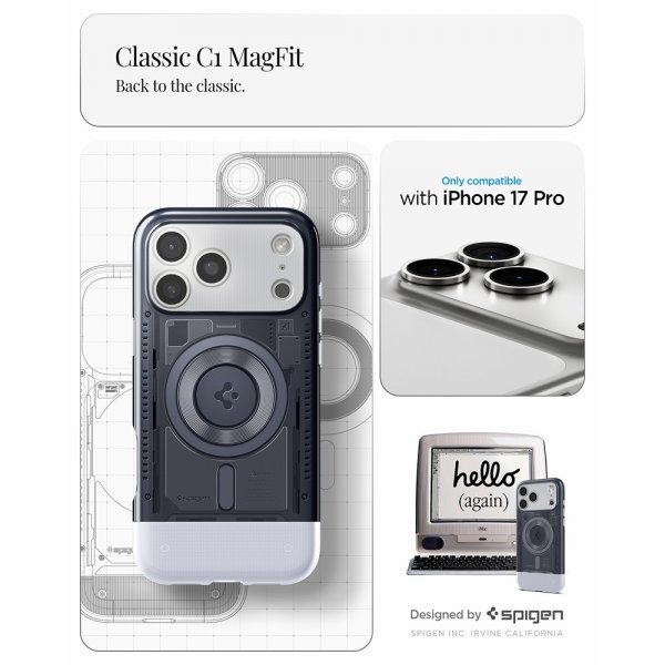 Spigen iPhone 17 Pro -suojakuori Classic C1 MagFit Graphite
