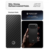 Spigen iPhone 17 Pro -kuori Enzo Aramid T MagFit musta hopea
