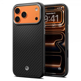 Spigen iPhone 17 Pro -kuori Enzo Aramid T MagFit musta hopea