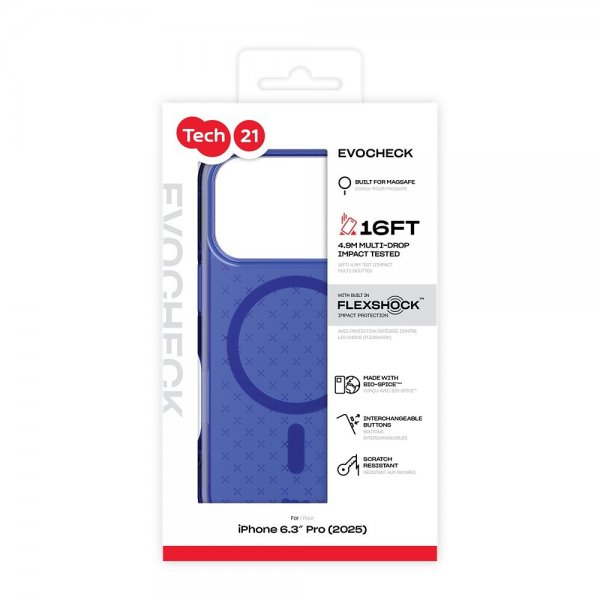 Tech21 iPhone 17 Pro -suojakuori EvoCheck MagSafe Electric Blue