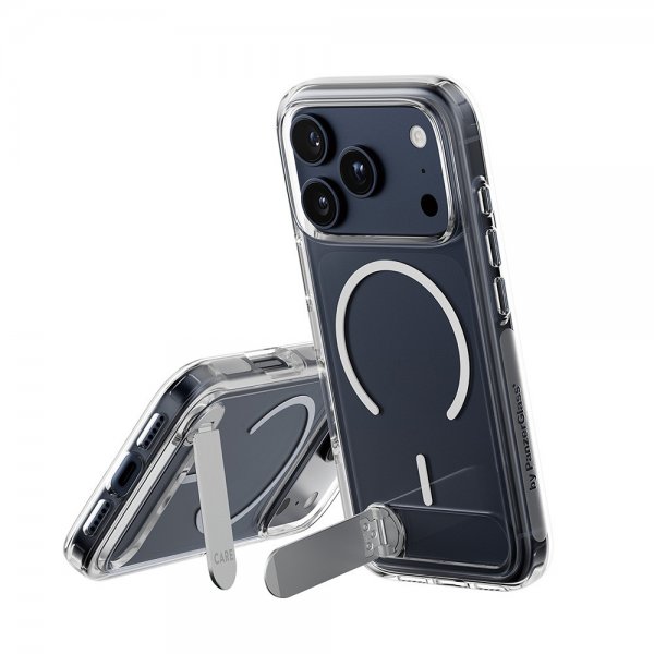 CARE by PanzerGlass iPhone 17 Pro -suojakuori jalustalla MagSafe Läpinäkyvä