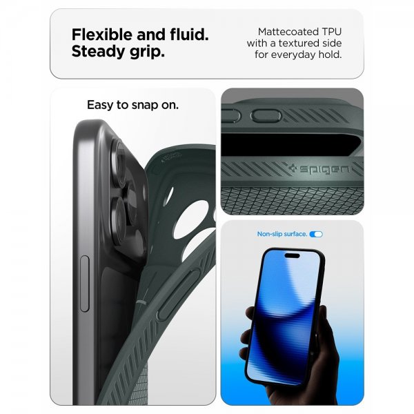 Spigen iPhone 17 Pro -suojakuori Liquid Air Abyss Green