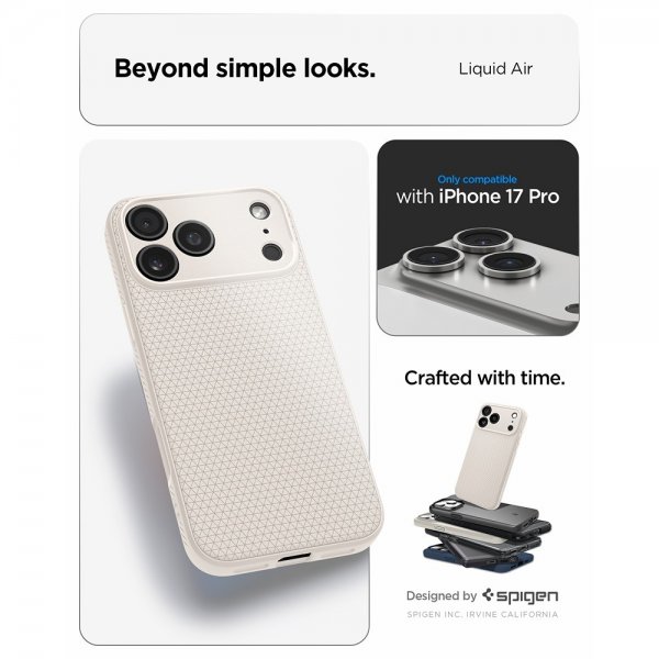 Spigen iPhone 17 Pro -kuori Liquid Air Natural Titanium