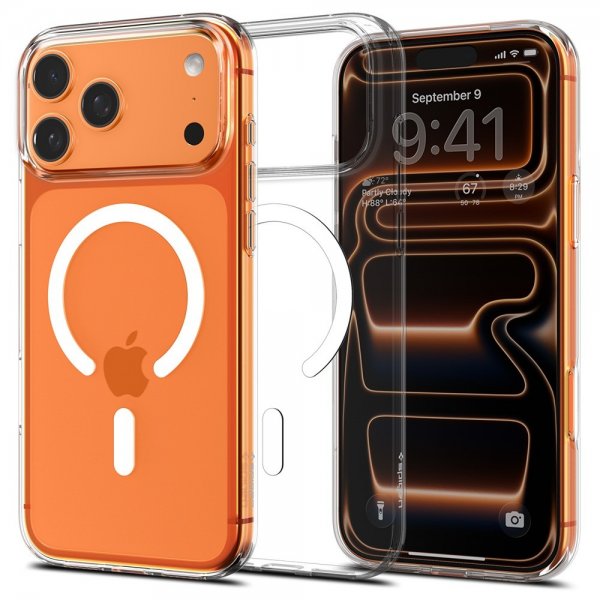 Spigen iPhone 17 Pro -suojakuori Liquid Crystal MagFit Clear White