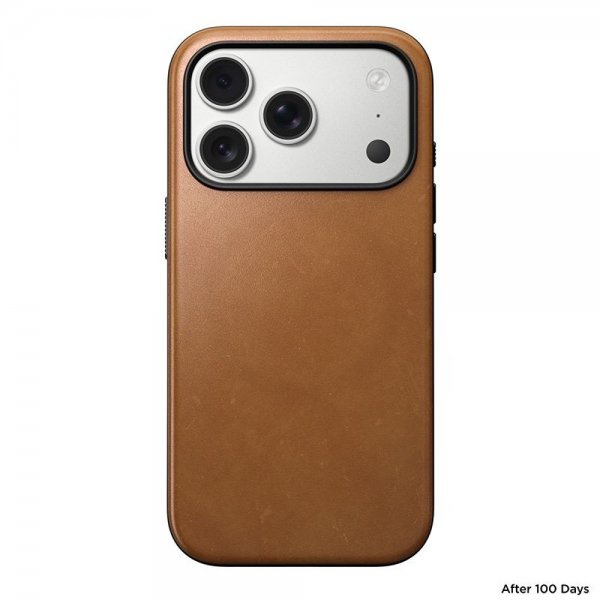 Nomad iPhone 17 Pro -kuori, Modern Leather Case, English Tan