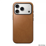 Nomad iPhone 17 Pro -kuori, Modern Leather Case, English Tan