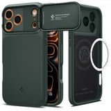 Spigen iPhone 17 Pro -kuori Optik Armor MagFit Abyss Green