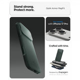 Spigen iPhone 17 Pro -kuori Optik Armor MagFit Abyss Green