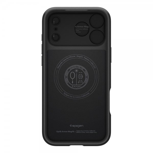 Spigen iPhone 17 Pro -kuori Optik Armor MagFit Musta